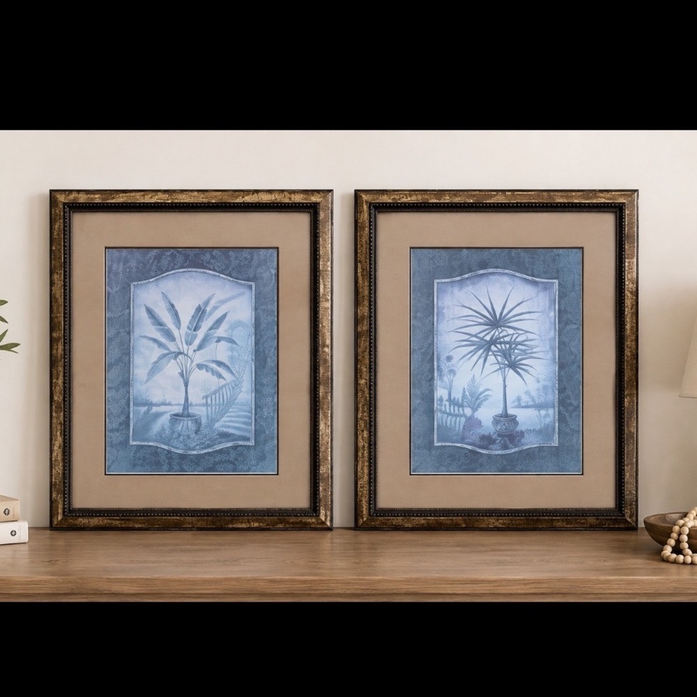 Island Hideaway Tropical Palm Tree Framed Art Print Blue 21x25 Ruane Manning